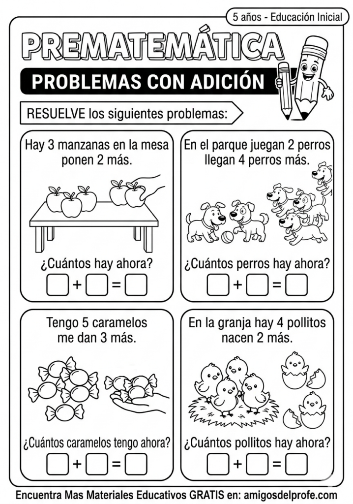Situaciones Problema con Adición: 5 Fichas para Imprimir y Usar Hoy ...