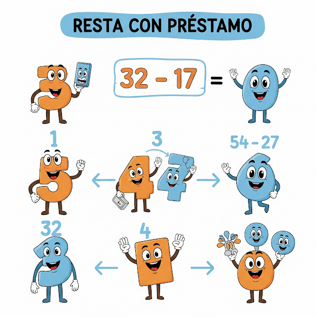 ¡Adiós a la Confusión! La Resta con Préstamo Explicada Paso a Paso para Niños